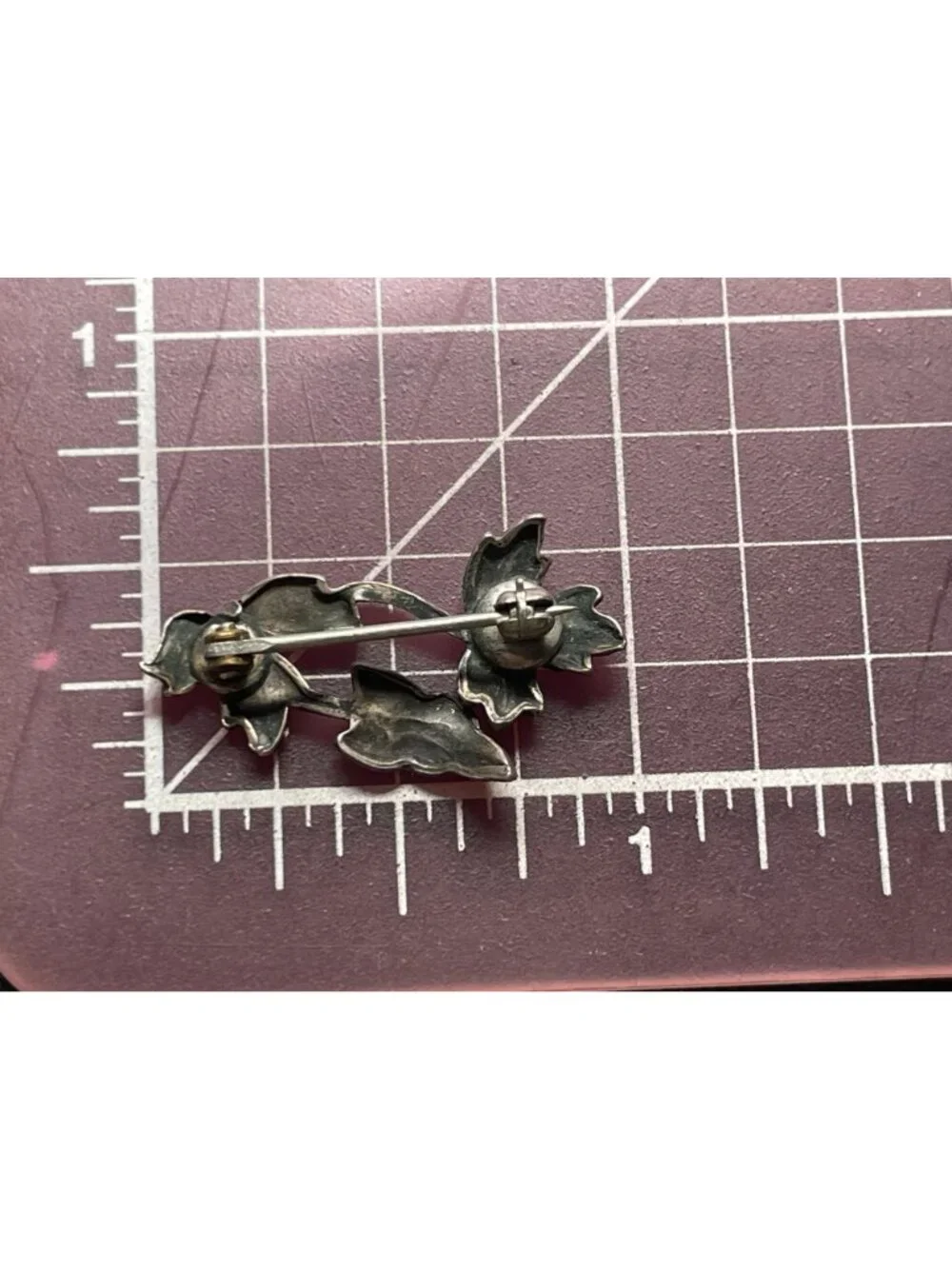 Antique Edwardian Sterling Silver Triple Leaf Brooch Safety Clasp Replacement